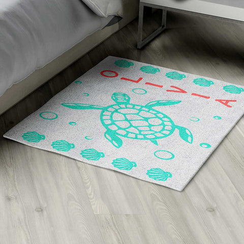 Sea Turtle and Sea Shells Area Rug Personalized - 2cooldesigns