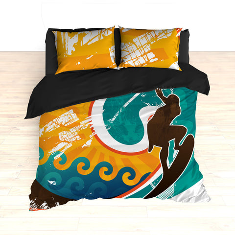 Personalized Retro Surfer Bedding, Surfing, Duvet or Comforter Set - 2cooldesigns