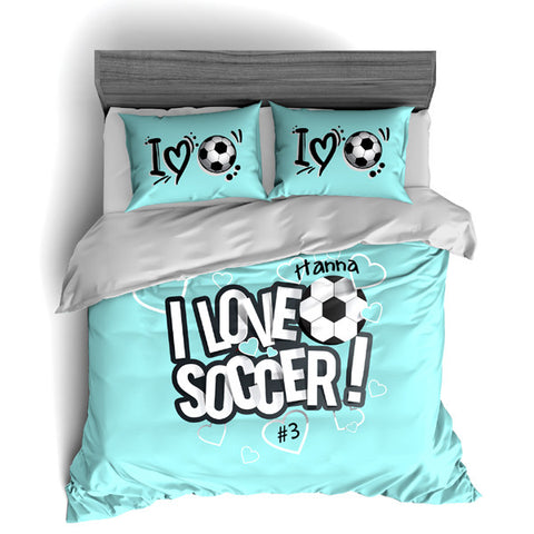 I Love Soccer Theme Bedding, Duvet or Comforter Sets - 2cooldesigns