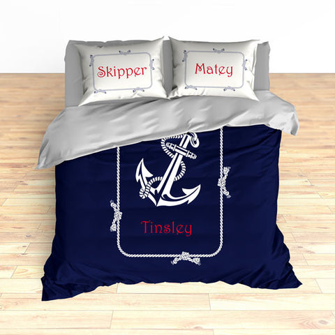 Nautical Anchor Theme Bedding, Duvet or Comforter Sets, Cream Background - 2cooldesigns