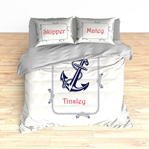 Nautical Anchor Theme Bedding, Duvet or Comforter Sets, Cream Background - 2cooldesigns