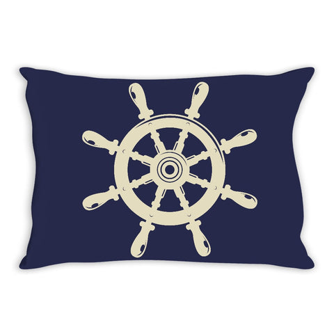 Nautical Wheel Throw Pillow Navy and Khaki - 2cooldesigns