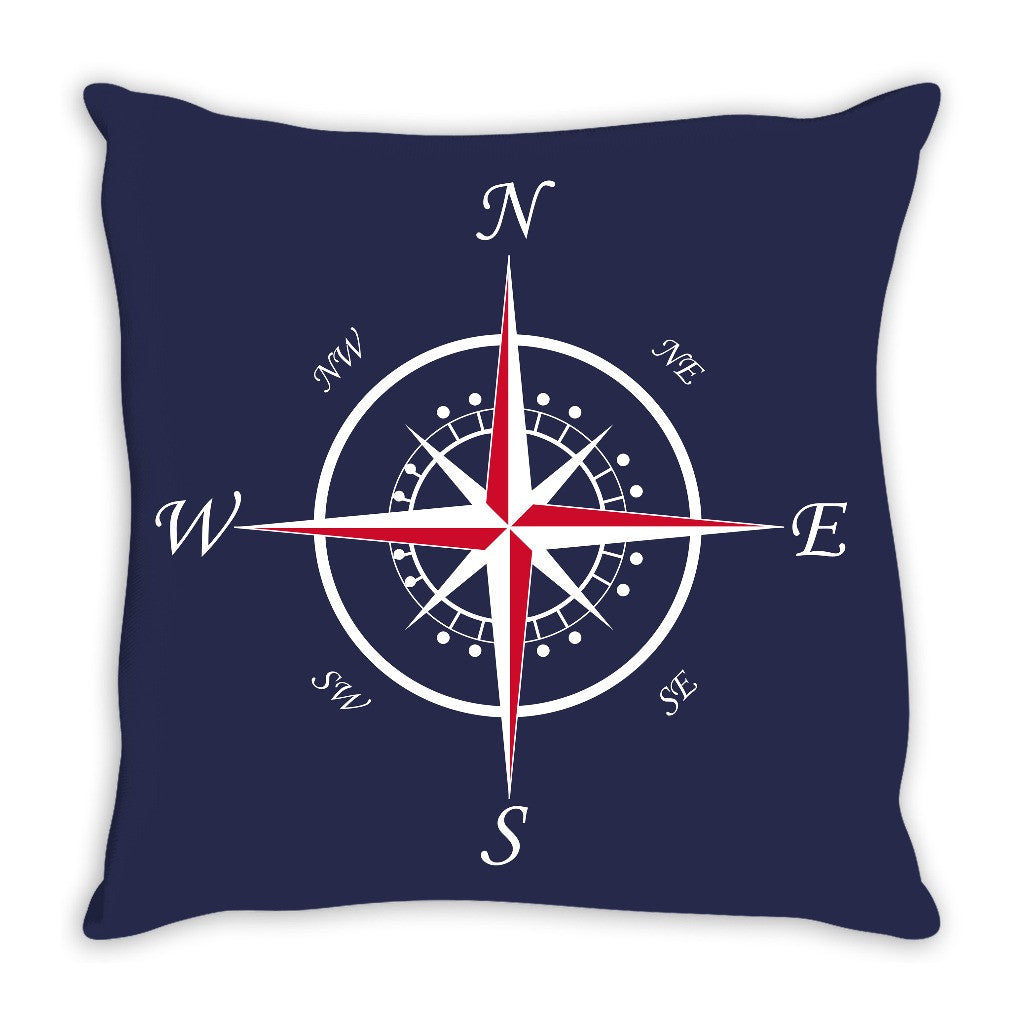 Nautical Compass Throw Pillow Navy - 2cooldesigns