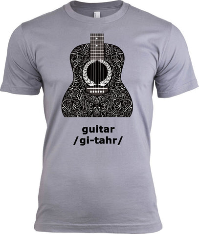 Acoustic Guitar T-Shirt, 100% Cotton Adult Tshirt - 2cooldesigns