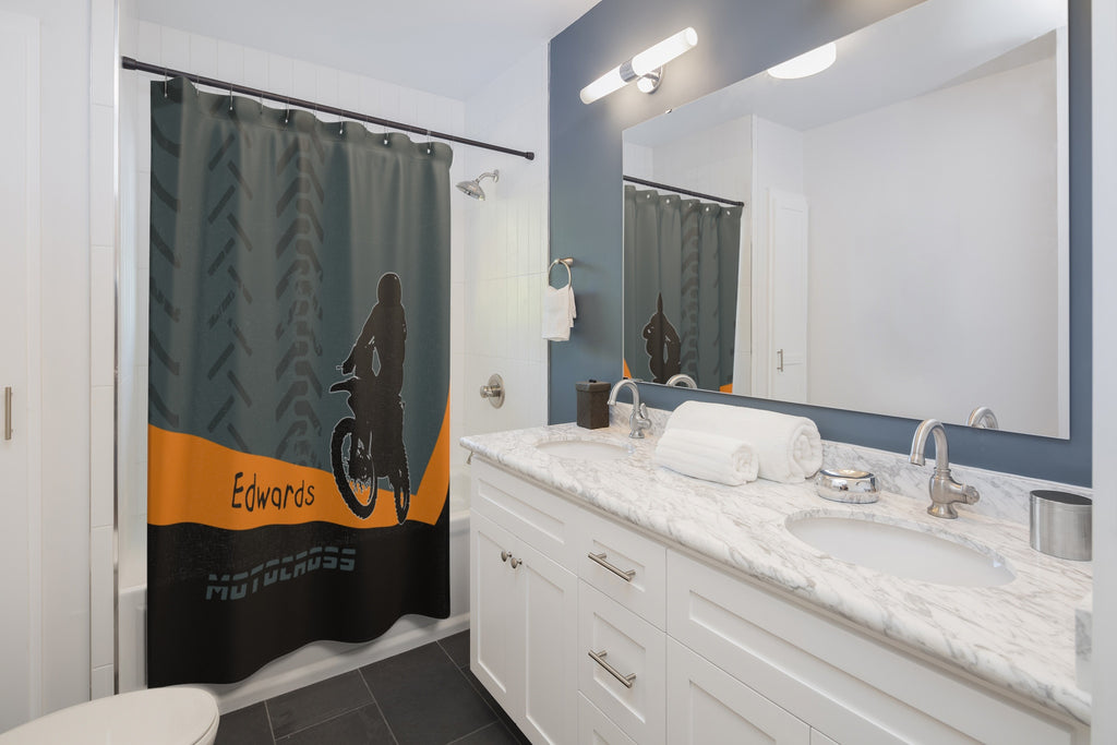 Motocross Shower Curtain, Motorcycle Bathroom Decor - 2cooldesigns