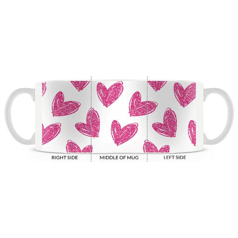 Valentine, Hand Drawn Hearts Pattern, White and Pink Coffee Mug 11oz. or 15oz. - 2cooldesigns