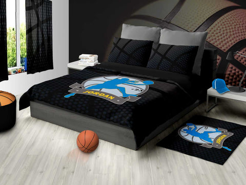 Basketball Area Rug Black and Blue - 2cooldesigns