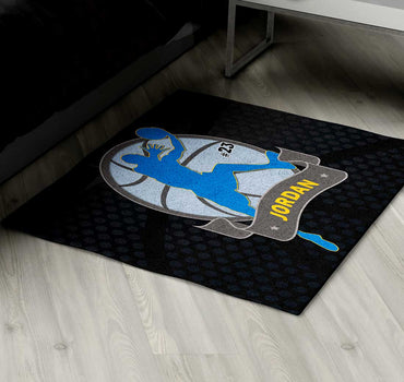 Basketball Area Rug Black and Blue - 2cooldesigns