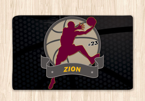 Basketball Area Rug Black and Maroon - 2cooldesigns