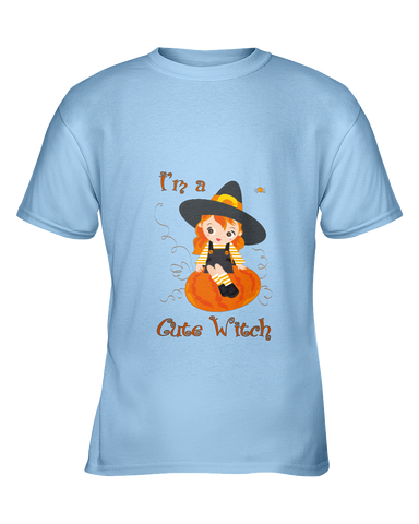 Halloween I'm a Cute Witch Tshirt, Gildan Youth Ultra Cotton Tees - 2cooldesigns