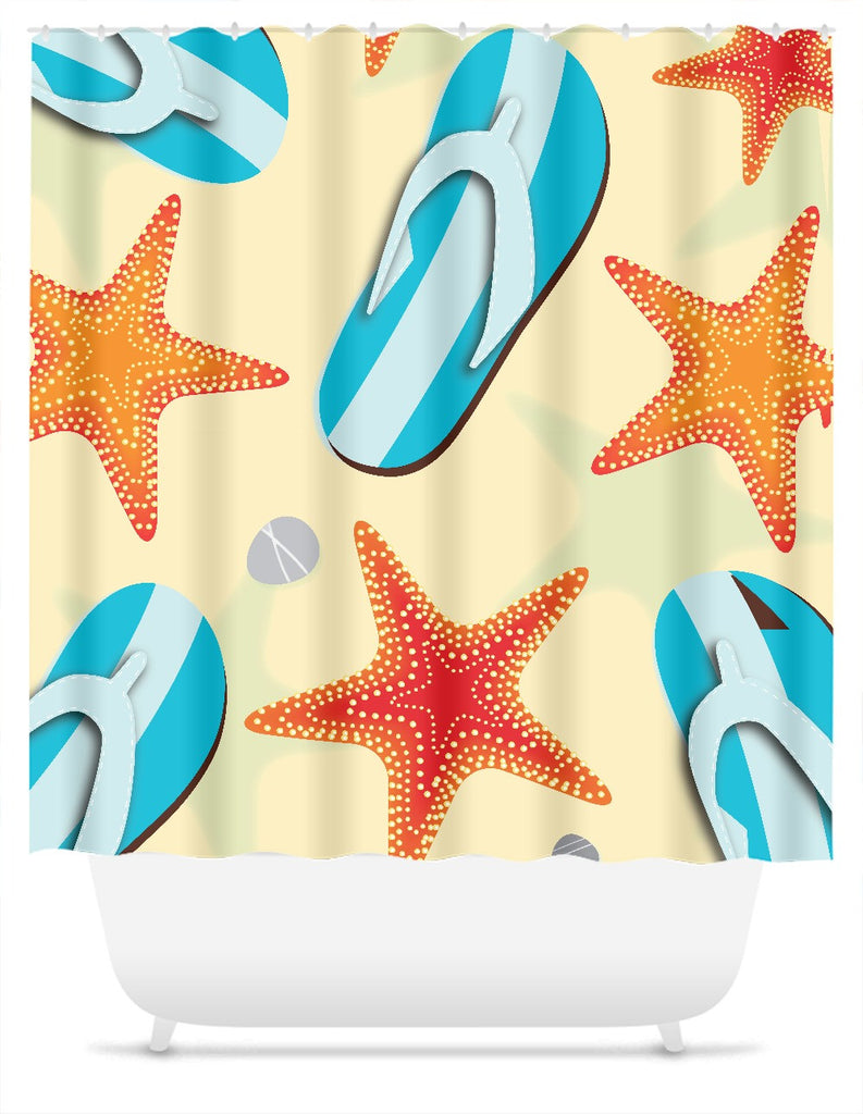 Tropical Flip Flops and Star Fish - Shower Curtain - 2cooldesigns