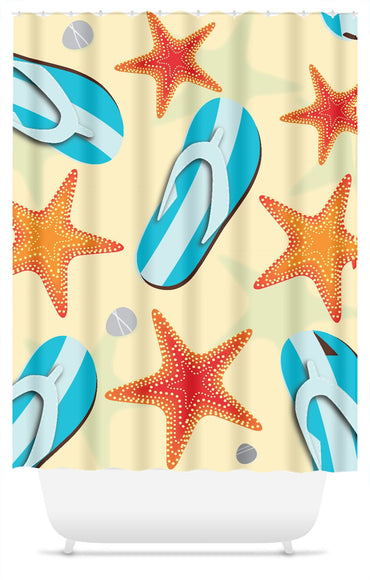Tropical Flip Flops and Star Fish - Shower Curtain - 2cooldesigns