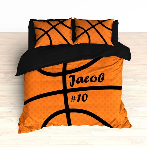 Personalized Basketball Stripes Bedding, Basketball Theme Decor, Duvet or Comforter - 2cooldesigns