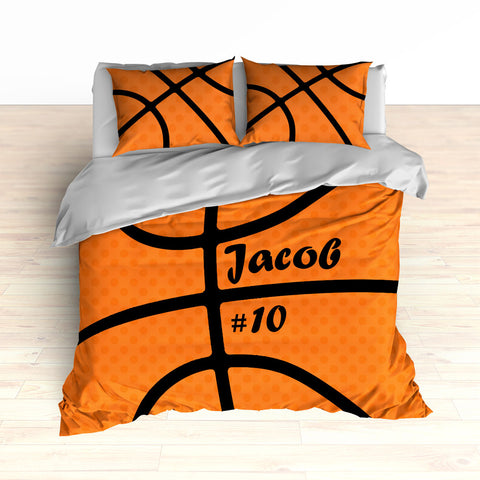Personalized Basketball Stripes Bedding, Basketball Theme Decor, Duvet or Comforter - 2cooldesigns