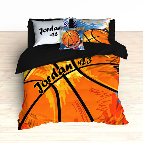 Personalized Basketball Art Bedding, Basketball Theme Decor, Duvet or Comforter - 2cooldesigns