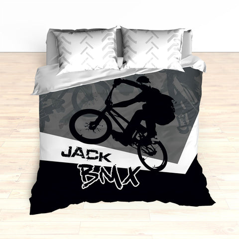 Kids BMX Bike Bedding, Bicycle Racing Bedroom Decor - 2cooldesigns