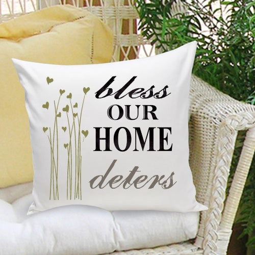 16x16 Family Name Throw Pillows - Bless Our Home - 2cooldesigns
