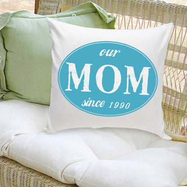 16x16 Throw Pillow Family - Our Mom Blue - 2cooldesigns