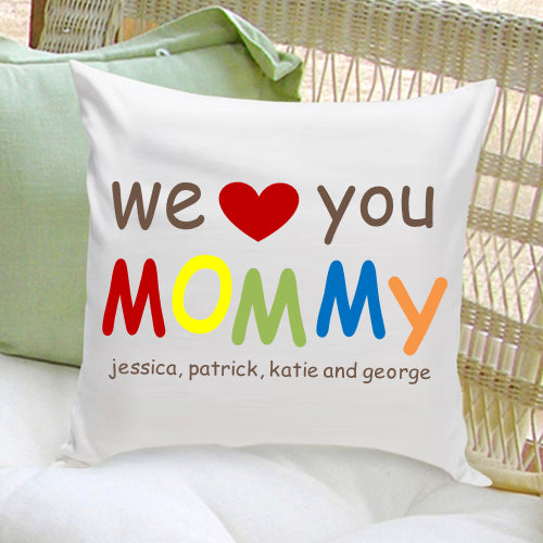 16x16 Throw Pillow Family - Love You Mom - 2cooldesigns