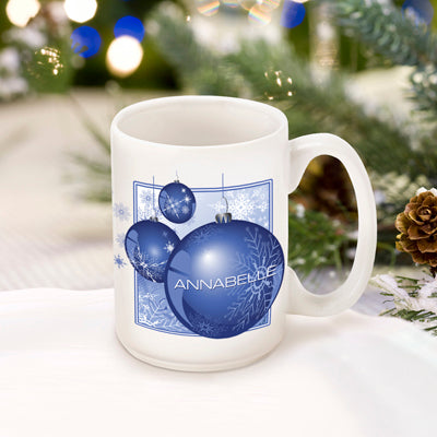 Winter Holiday Coffee Mug - Blue Ornament - 2cooldesigns