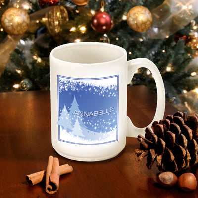 Winter Holiday Coffee Mug - Blue Snowscapes - 2cooldesigns