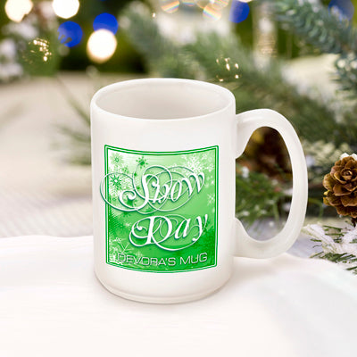 Winter Holiday Coffee Mug - Green Snow Day - 2cooldesigns