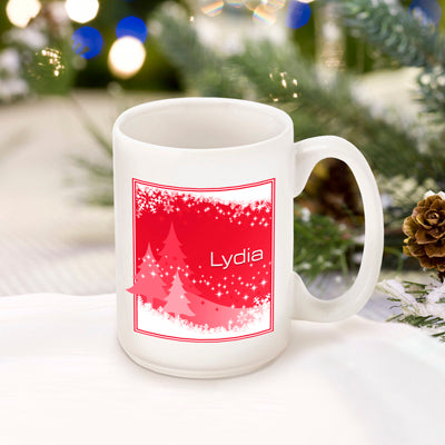 Winter Holiday Coffee Mug - Red Snowcaps - 2cooldesigns