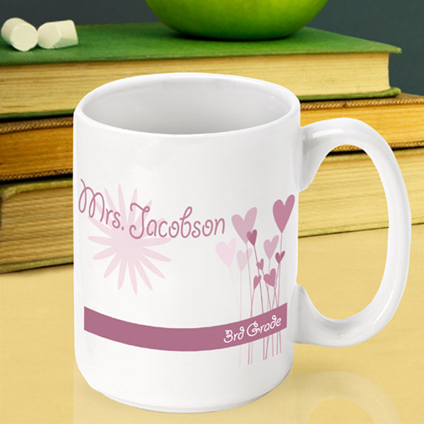 Teacher Coffee Mug - Hearts and Flowers - 2cooldesigns
