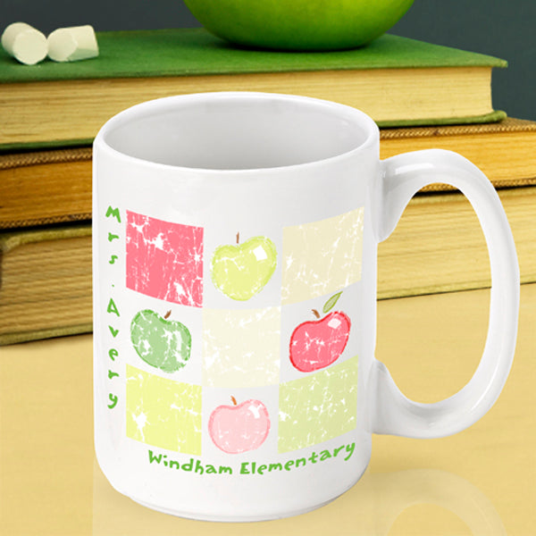 Teacher Coffee Mug - Patchwork Apples - 2cooldesigns