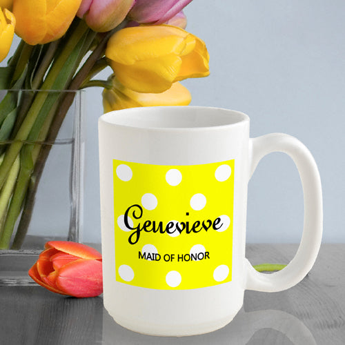 Polka Dot Coffee Mug - Yellow - 2cooldesigns