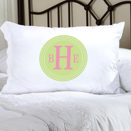 Felicity Chic Circles Pillow Case - Green Circle w/ Pink - 2cooldesigns