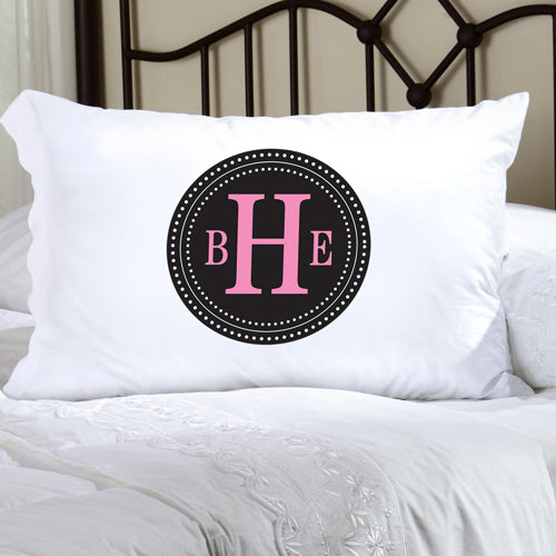 Felicity Chic Circles Pillow Case - Black Circle w/ Pink - 2cooldesigns