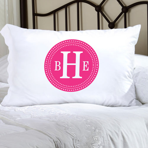 Felicity Chic Circles Pillow Case - Hot Pink Circle w/ White - 2cooldesigns