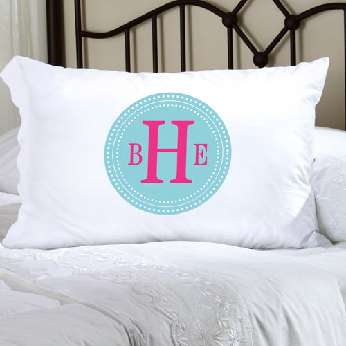 Felicity Chic Circles Pillow Case - Light Blue Circle w/ Pink - 2cooldesigns