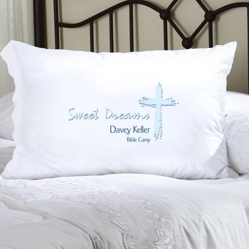 Childrens Personalized Pillow Case - Blue Message - 2cooldesigns