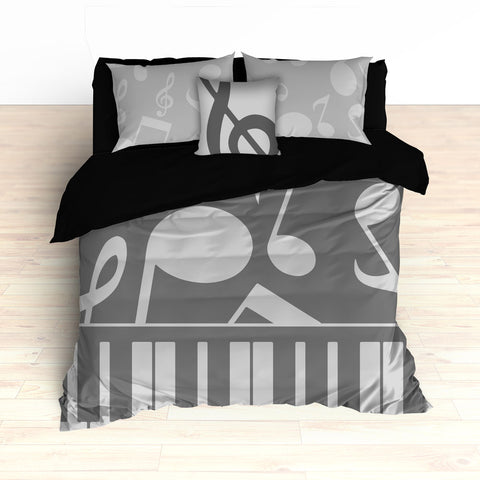 Musical Notes Bedding, Piano Keyboard Theme, Personalized Any Color - 2cooldesigns