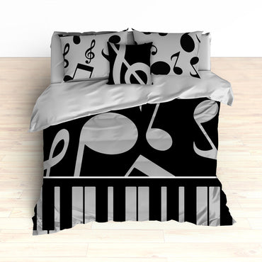 Musical Notes Bedding, Piano Keyboard Theme, Personalized Any Color - 2cooldesigns