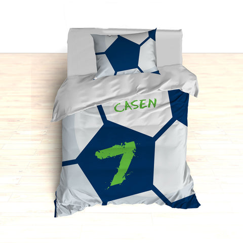 Personalized Soccer Ball Bedding, Duvet or Comforter Sets, Any Color - 2cooldesigns