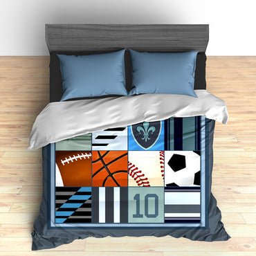 Custom Sports Themed Bedding, I love All Sports, All Star Personalized, Duvet or Comforter - 2cooldesigns