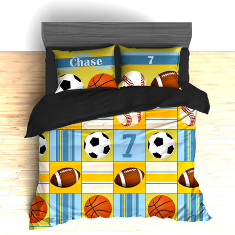Custom Sports Bedding, All Star Sports Personalized Bedding, Duvet or Comforter, Sports Theme - 2cooldesigns