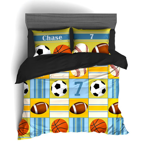 Custom Sports Bedding, All Star Sports Personalized Bedding, Duvet or Comforter, Sports Theme - 2cooldesigns