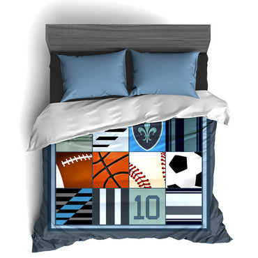 Custom Sports Themed Bedding, I love All Sports, All Star Personalized, Duvet or Comforter - 2cooldesigns