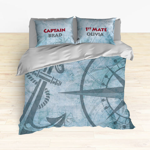 Nautical Anchor and Compass Bedding, Duvet or Comforter Sets - 2cooldesigns