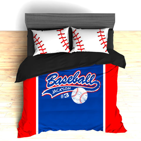 Personalized Baseball Bedding, Custom Duvet or Comforter Sets for Baseball Themed Bedroom - 2cooldesigns