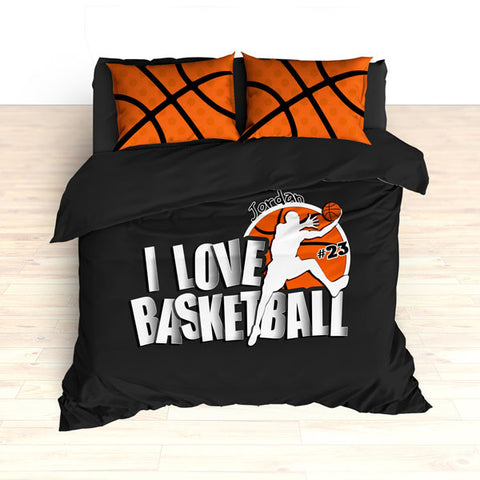 Personalized Basketball Bedding, I Love Basketball, Custom Basketball Duvet or Comforter Sets - 2cooldesigns