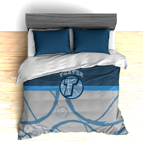 Personalized Basketball Theme Bedding, Basketball Outline Duvet or Comforter Sets - 2cooldesigns