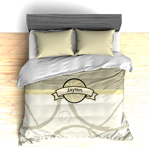 Personalized Basketball Theme Bedding, Basketball Outline Duvet or Comforter Sets - 2cooldesigns
