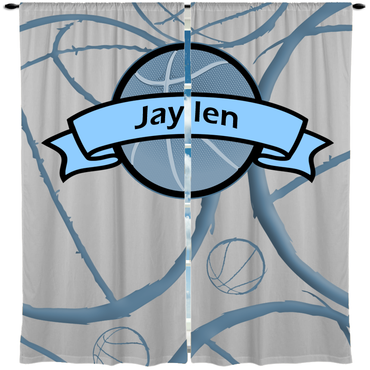 Basketball Theme Window Curtain or Valance, Personalized - 2cooldesigns