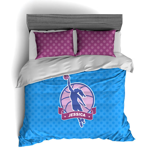 Girls Basketball Comforter, Basketball Duvet, Basketball Theme Bedding, Lighter Girly Colors - 2cooldesigns