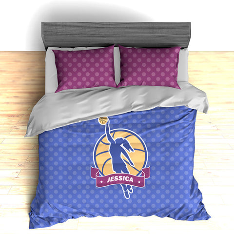 Girls Basketball Comforter, Basketball Duvet, Basketball Theme Bedding, Lighter Girly Colors - 2cooldesigns